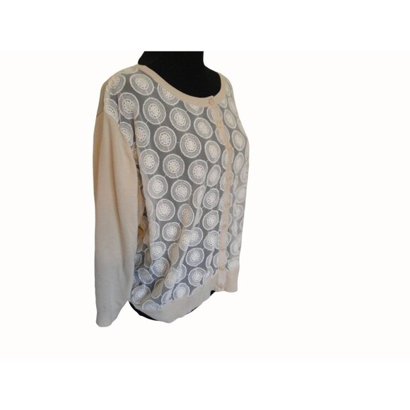 Sahalie Womens Long Sleeve Sweater Button Front Beige Size 2X - Picture 1 of 10